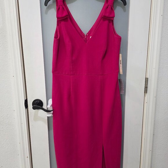 Eliza J Dresses & Skirts - Eliza J Hot Pink Bow Shoulder Sheath Dress Size 10 NWT Elegant Cocktail